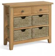 Corndell Bedford oak console table with baskets 