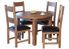 Round Oak Extending Table shownwith chairs sold seperately 