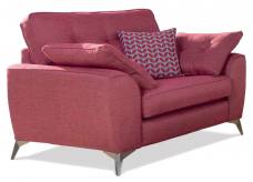 Alstons Savannah Snuggler shown in fabric 9501 and small scatter cushion in 9011 with Satin Nickel legs.
