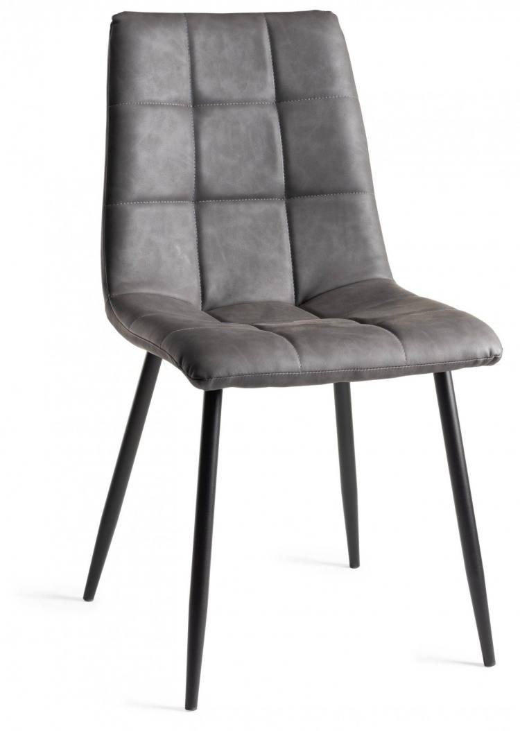 The Bentley Designs Dark Grey Faux Leather Chair with Sand Black Powder Coated legs 