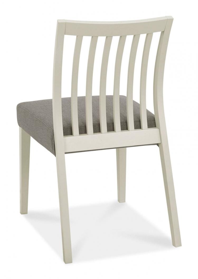 Bentley Designs - Bergen Soft Grey Slatted Low Back Dining Chairs - Titanium Fabric (Pair)