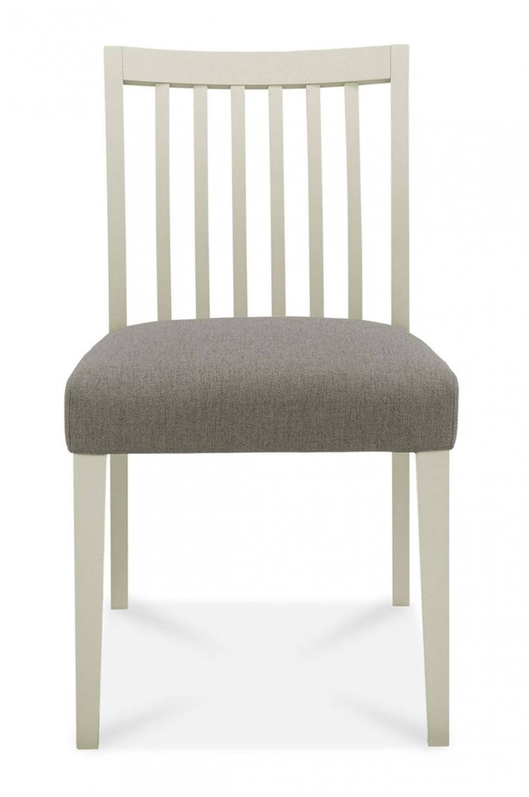 Bentley Designs - Bergen Soft Grey Slatted Low Back Dining Chairs - Titanium Fabric (Pair)