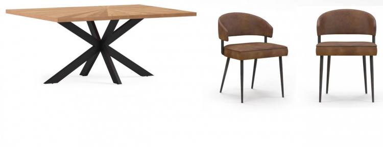 Corndell Viento Oak Rectangular 2100 Table & Chairs x 6 Set