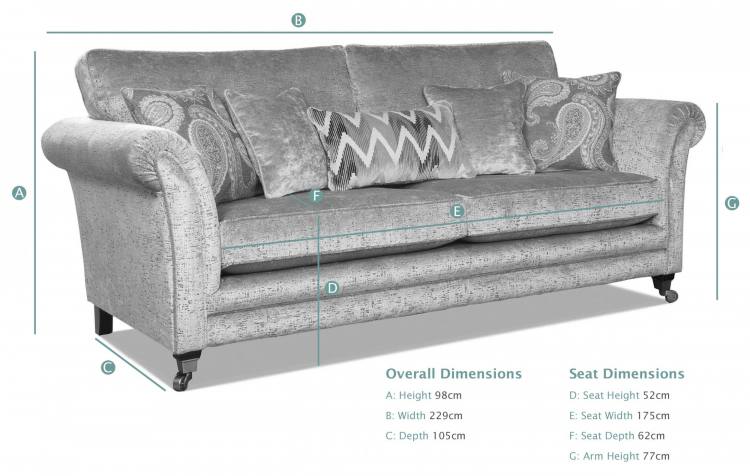 Alstons Lowry Grand Sofa dimensions - no centre cushion supplied 