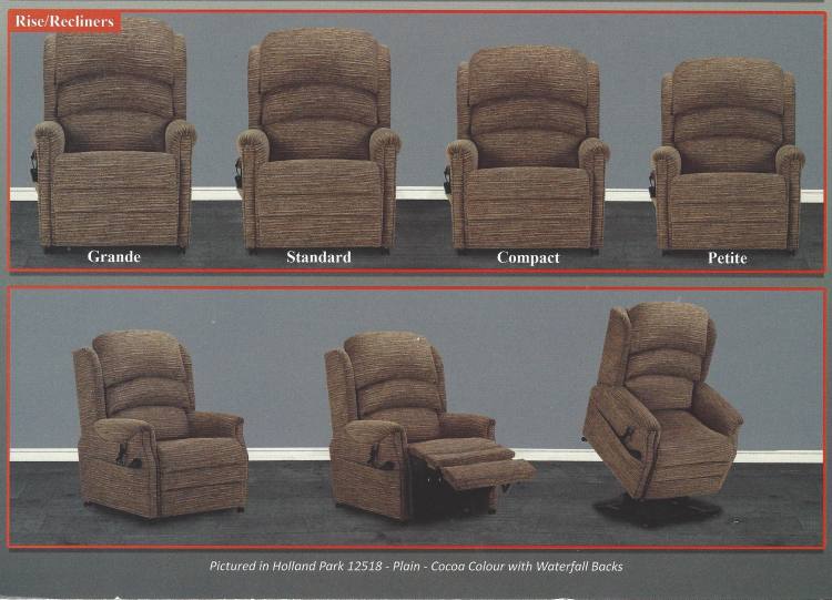 Aintree Riser Recliner range - shown with 'Warterfall' style backs 