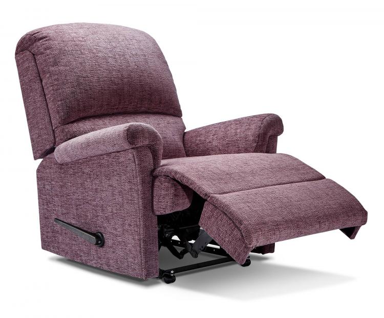 Recliner in Como Plum with manual handle option 