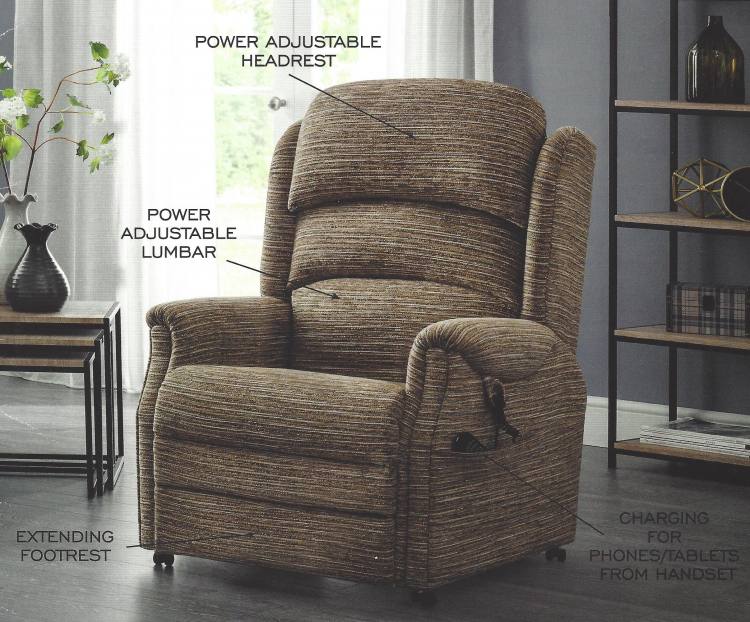 Premier Riser Recliner chair shown with 'Waterfall' style back 
