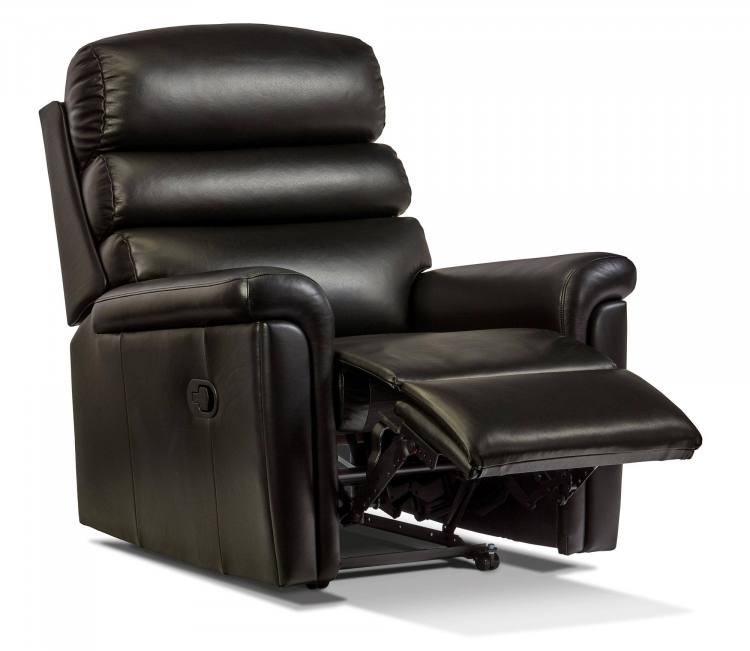 Comfi-Sit Manual recliner chair shown in Queensbury Black leather - power recliners also available in the collection 