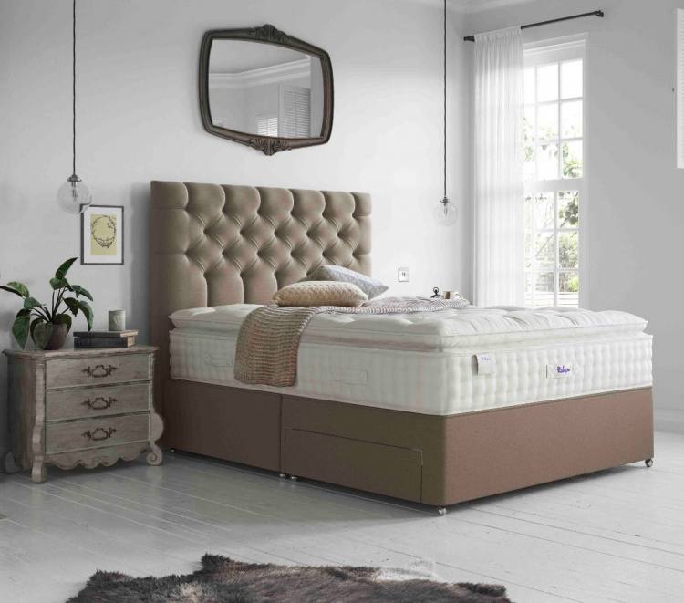 Relyon Silk 2850 Classic Divan Bed shown with Harlequin headboard 