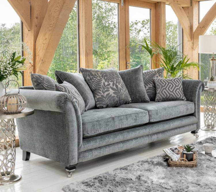 Sofa shown in main fabric 2977 (1), (price band C) with cushions in 2287 (1) & 2437 (1)  