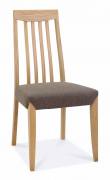 Bentley Designs - Bergen Oak High Back Slatted  Dining Chairs - Black Gold Fabric (Pair)