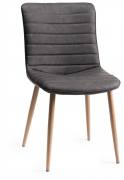 Bentley Designs Eriksen Dark Grey Faux Leather Chair with Grey Rustic Oak Effect Legs