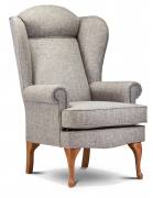 Salisbury High seat chair in Caspian Grey fabric with Queen Anne style light legs 