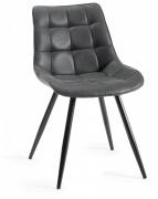 Seurat Dark grey faux suede fabric dining chairs 