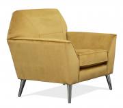 Alstons Artemis Juno accent chair pictured in fabric 0443 - Ochre Plush Velvet Plain, polished chrome legs.