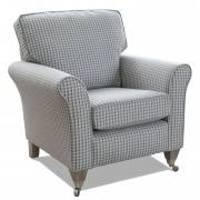 Alstons Lancaster accent chair shown with Smokey oak satin nickel castor legs.