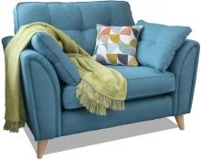 Alstons Oceana Snuggler pictured in fabric 2802 (Band A), small scatter cushion in 2009, light eco legs.