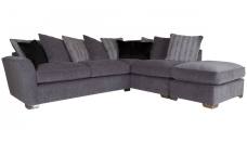 Pictured in Lassie Charcoal with Valencia Zig Zag Silver pillow back cushions, Festival Black scatter cushions and Chrome feet 