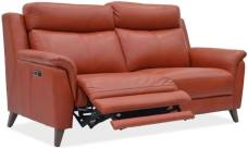 Kenzie 3 seater power sofa with one footrest in the reclined position 