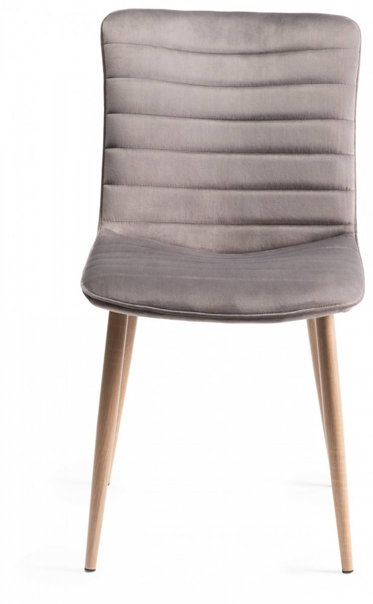 Bentley Designs Eriksen Grey Velvet Fabric Chairs with Grey Rustic Oak Effect Legs 
