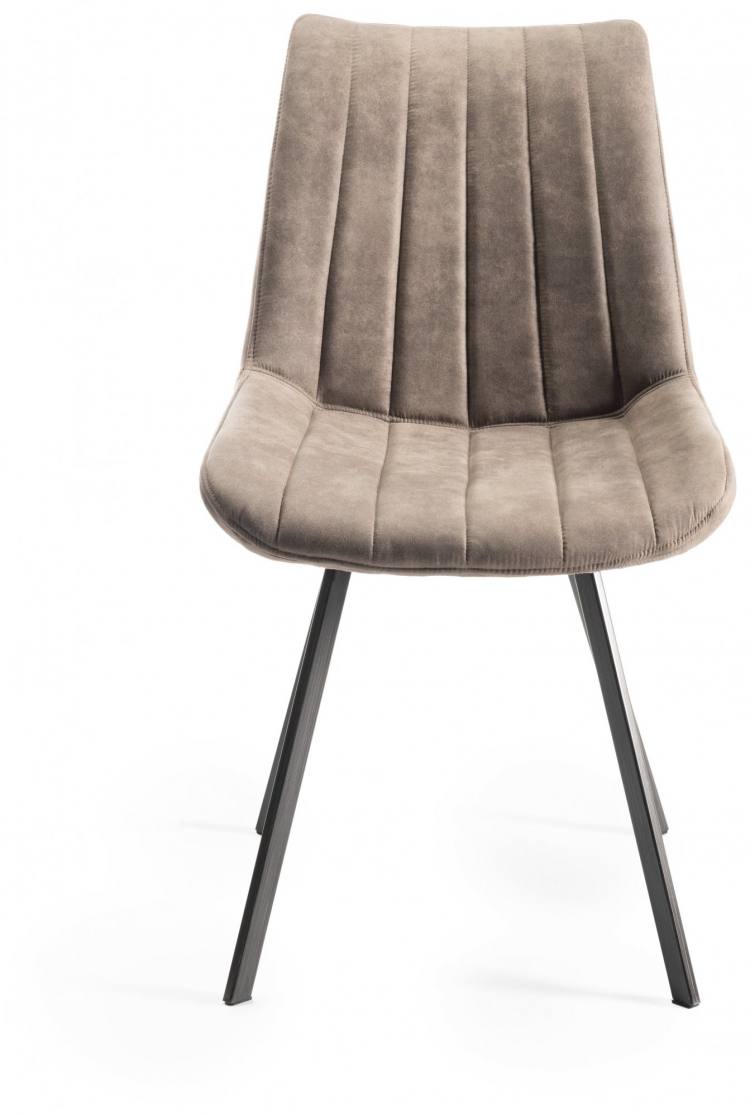 Bentley Designs Fontana Tan Faux Suede Fabric Chairs with Grey Hand Brushing on Black Powder Coated Legs 