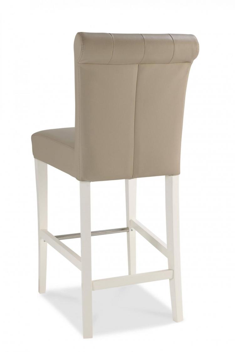 Bentley Designs Two Tone Upholstered Bar Stool - Ivory Bonded Leather