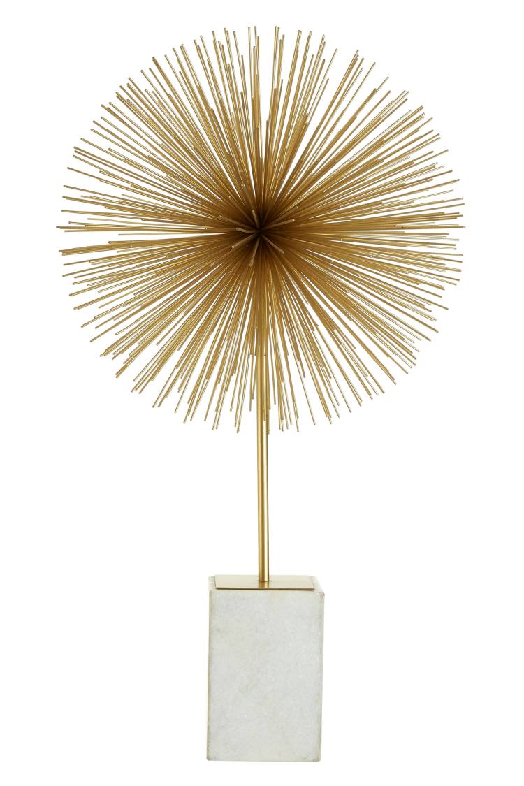 Lorenza Gold Circular Metal Ornament With Marble Base