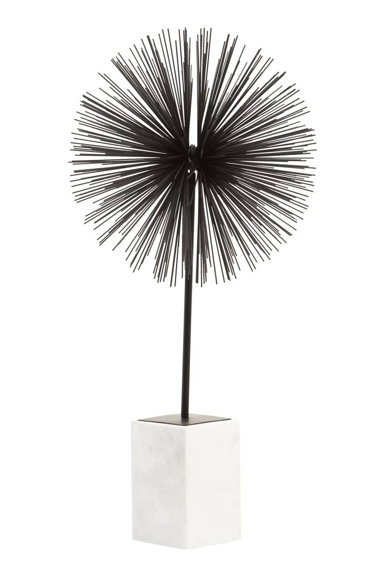 Lorenza Black Circular Metal Ornament With Marble Base