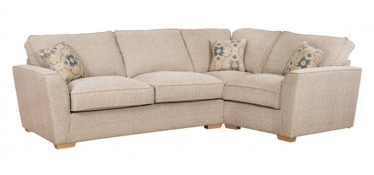 Pictured in Barley Beige with Lotty Teal scatter cushions - Sofa Bed action closed 
