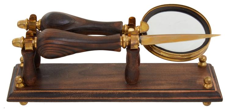 Wellington Brown Letter Opener and Magnifying Glass Set