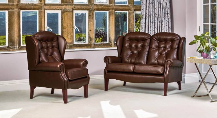 The Lynton Fireside chair & settee is also available in leather 