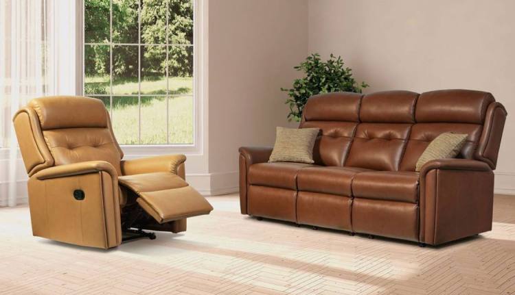 Sherborne Roma Leather Recliner Chair and 3 Seater Sofa