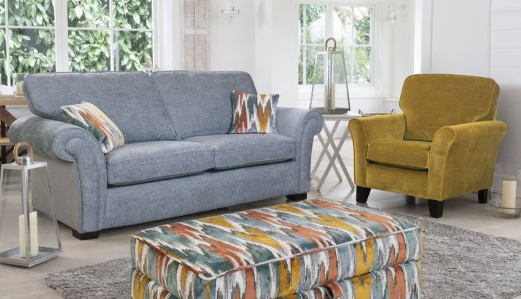 Sofa shown in fabric 3537 (A) with accent chair & Ottoman 