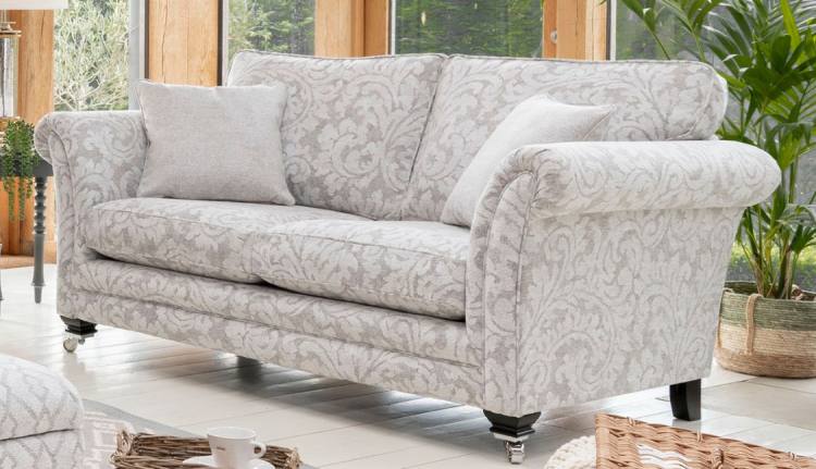 Alstons Lowry 2 seater sofa shown in main fabric 2408 (6), (price band D)  & scatter cushions in 2958 (6)  