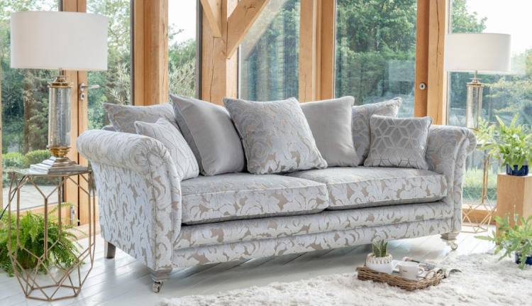 Alstons Lowry Grand sofa shown in main fabric 2387 (4) (price band F) with cushions in 2207 (4) & 2929 (4) 