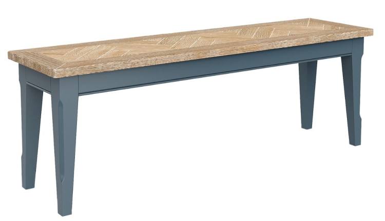 Side view of Signature Blue Dining Bench (130cm)