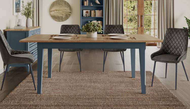 Table shown with gun metal grey colour dining chairs