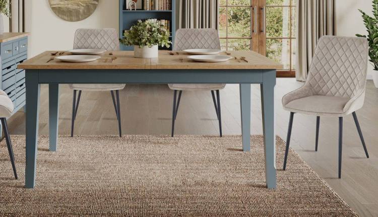 Table shown with mink colour dining chairs