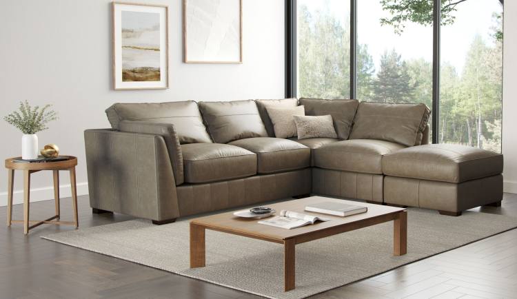 Corner group shown in Turino Mushroom leather 