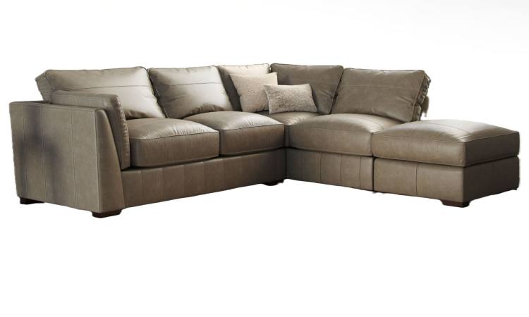 Phoenix sofa bed corner group shown in Turino Mushroom leather 