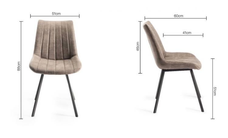 Bentley Designs Fontana Tan Faux Suede Fabric Chair Measurements