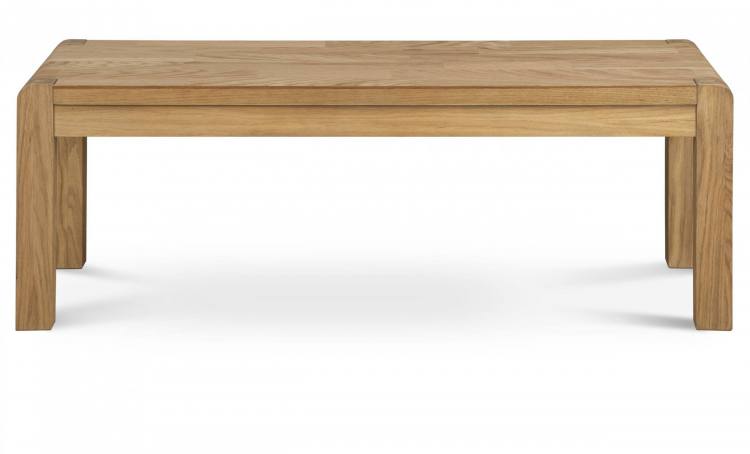 Bergen oak bench shown without removable cushion tops 