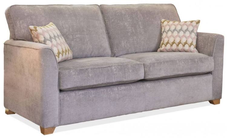 Alstons Reuben 3 seater sofa shown in fabric 1817, small scatter cushions in 1069, light feet.