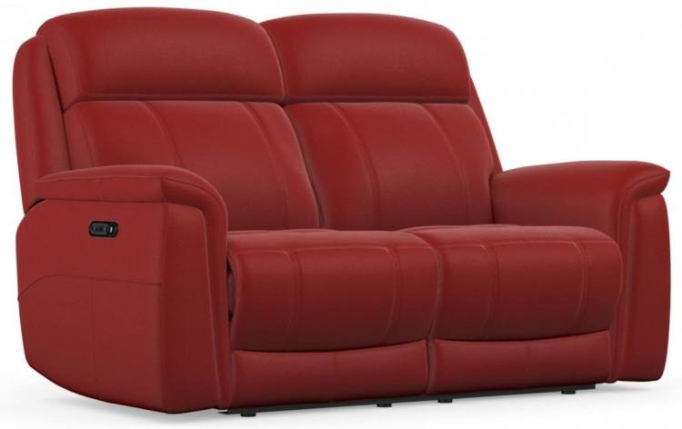 Paris 2 seater power sofa in Calda Cranberry leather 