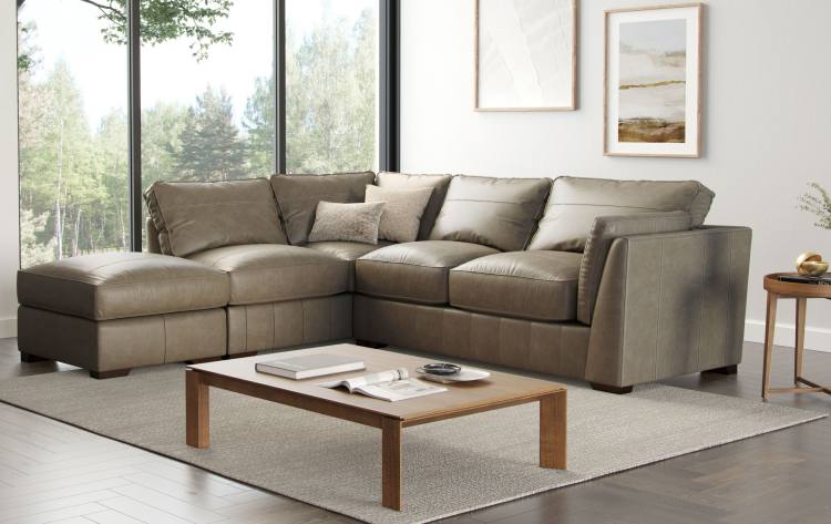 Corner Group shown in Turino Mushroom leather 