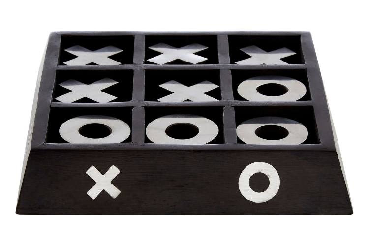 Wellington Black Wooden Base Noughts and Crosses Set