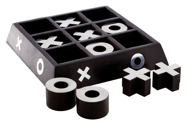 Wellington Black Wooden Base Noughts and Crosses Set