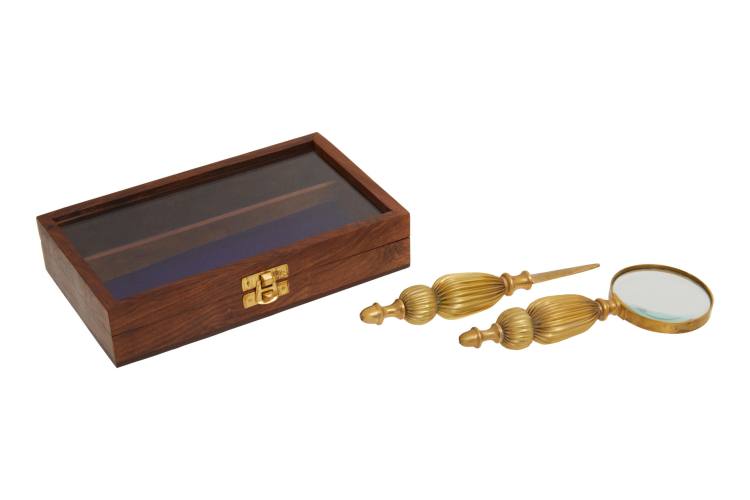 Wellington Gold Letter Opener and Magnifying Glass Set