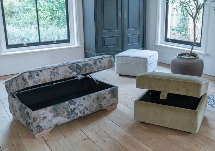 Ottoman shown with storage & footstool in the Evesham range