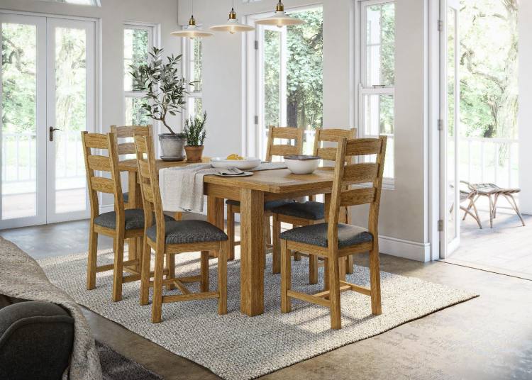 Table shown with Ladder back chairs 
